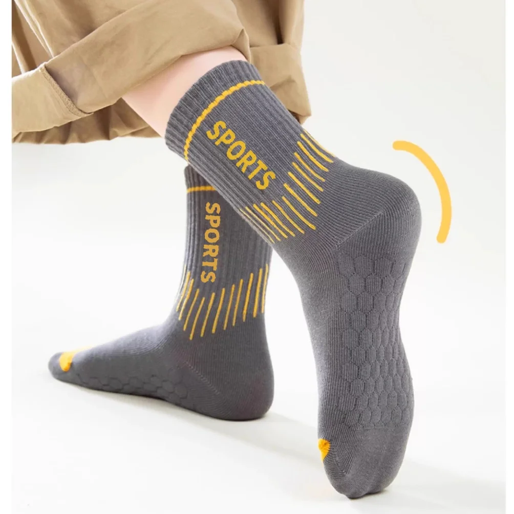 5 Pairs Kids Sports Crew Socks Boys Cotton Socks Breathable Non-slip Mid Calf Children Socks For Daily Wear