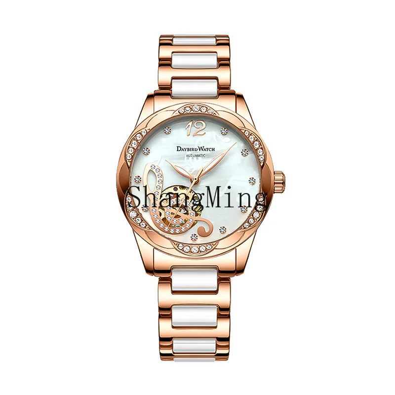 

DSA light luxury steel belt ceramic watch wholesale waterproof female luminous S watch