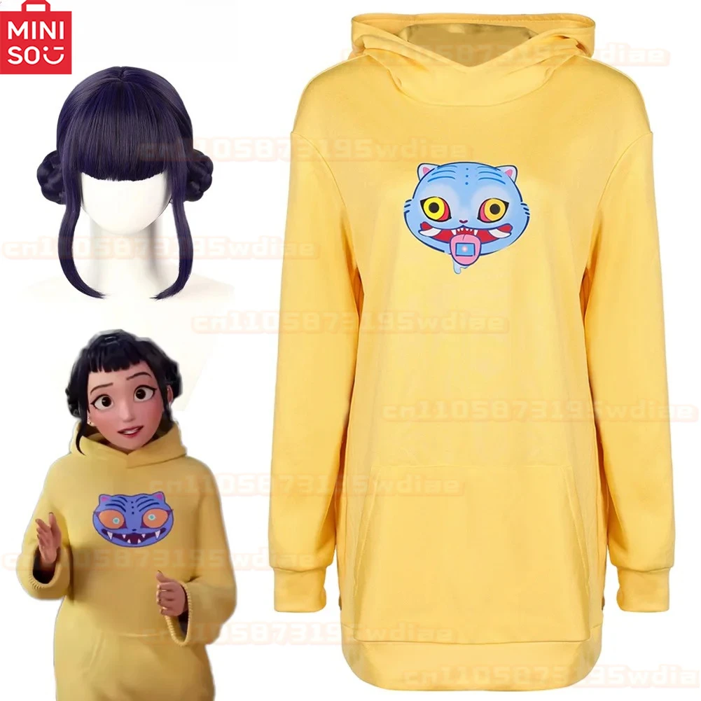 

Demon Hunter of KPop Zoey Cosplay Yellow Hoodie Costume Long Streetsuits Wigs Set Women Disguise Fantasia Outfits Halloween Suit
