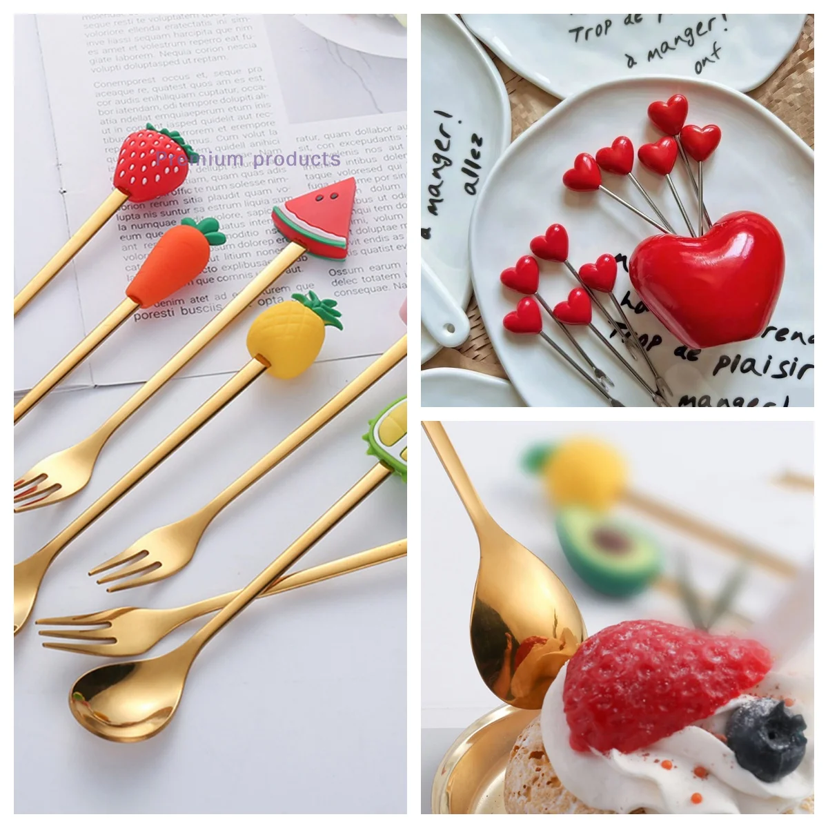 

1/10pcs Creative Love Fruit Fork With Holder Cute Heart Shape Stainless Steel Reusable Metal Sticks For Fruit Dessert Appetizers