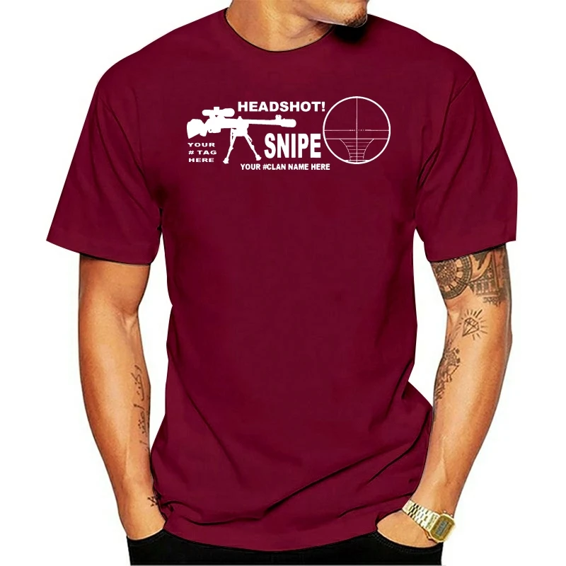 T-SHIRT sniper cecchino headshot PERSONALIZZATA con nome clan o tuo nome mmo fps