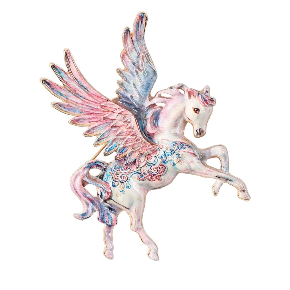 

Classic Chinese Style Wings Horse Brooch Light Luxury Glossy Zodiac Horse Badge Pin Alloy Decoration New Year Chest Flower Coat