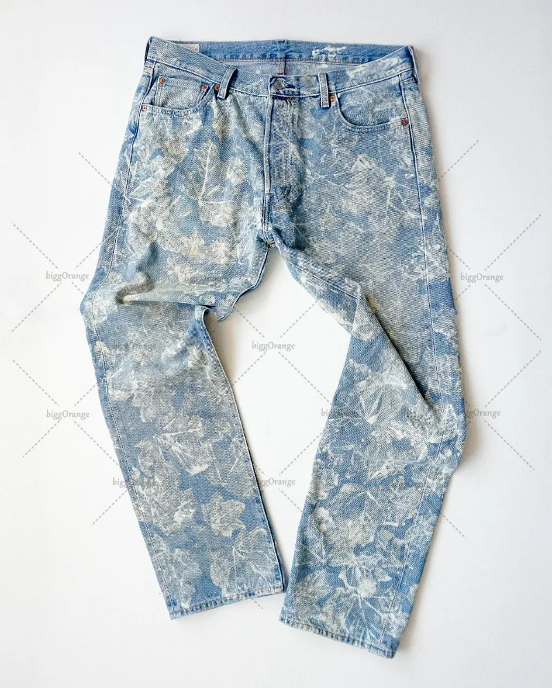 Pantalones vaqueros lavados de calle americana, pantalones de pierna ancha rectos de camuflaje Retro, ropa versátil de moda con personalidad de Hip Hop