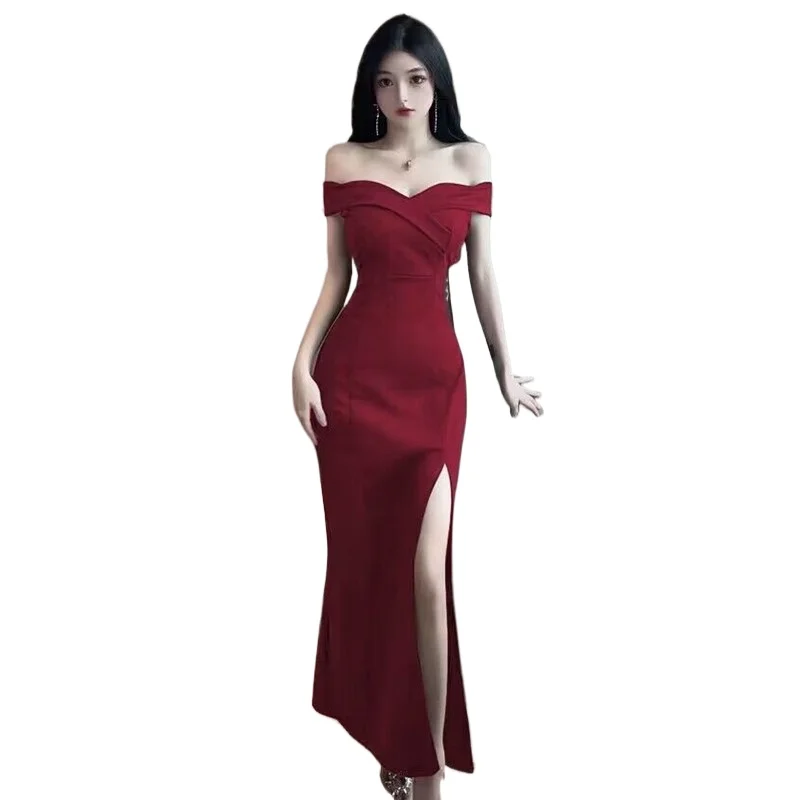 

Sexy Off Shoulder Ruched V-neck Mermaid Long Formal Evening Dress