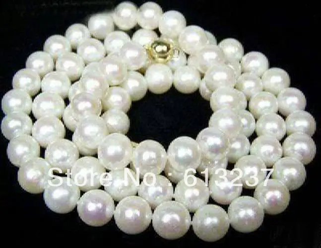 wholesale new fashion 8-9mm white natrual freshwater cultured pearl round beads necklace hot sale jewelry 32inch