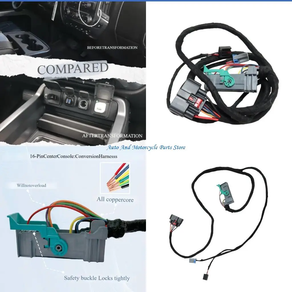 P9FD Durability 16Pin Center Console Conversion Wiring Harness Suits 2016 2019 Full Size Truck Automobiles