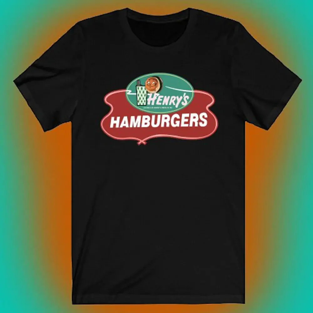 Henry's Hamburgers Men's Black T shirt Size S to 5XL