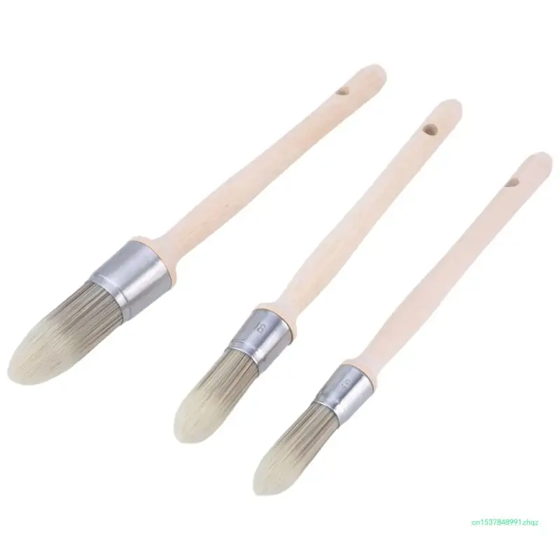 Durability Synthetic Sash Paint Brush 3Pieces Round Paint Brush Trim Paint Brush For Smooth Coverage On Various Surfaces