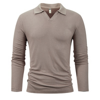 King Billion Cotton Long Sleeve T-Shirts Men T-shirt High Quality Slim V-neck Stripe Shirt Autumn Winter Male Top Tees Male