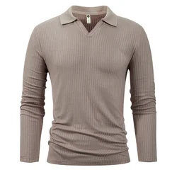 King Billion Cotton Long Sleeve T-Shirts Men T-shirt High Quality Slim V-neck Stripe Shirt Autumn Winter Male Top Tees Male
