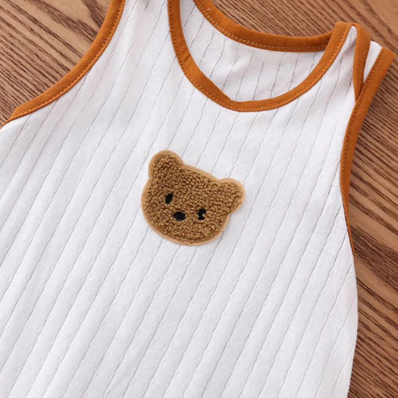 New Summer Baby Romper Cartoon Bear One-Piece Bodysuit for Girls Boys Cotton Infant Jumpsuit Sleeveless Newborn Clothing 0-2T