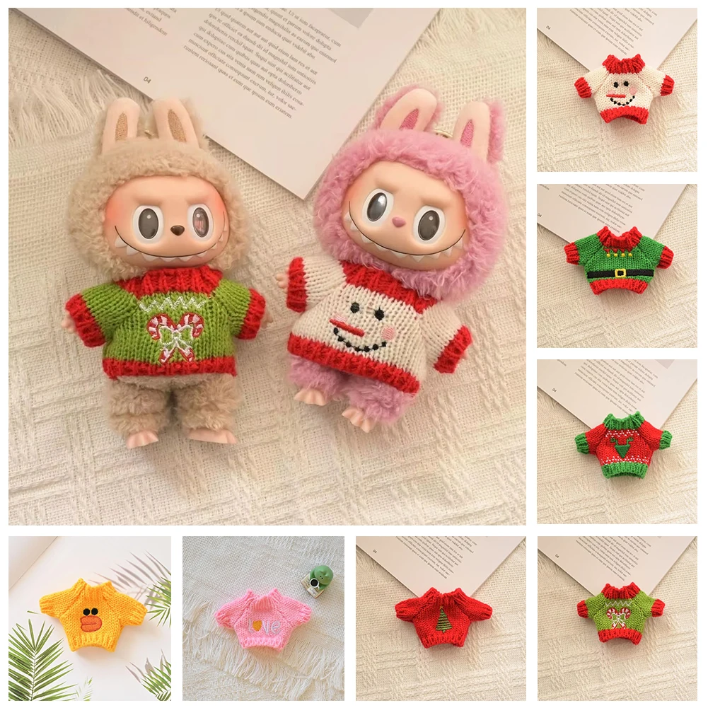 

17cm Cute Mini Plush Doll'S Clothes Outfit Accessories For Korea Kpop Exo Labubu Idol Dolls Christmas Knitted Sweater Kid Gift