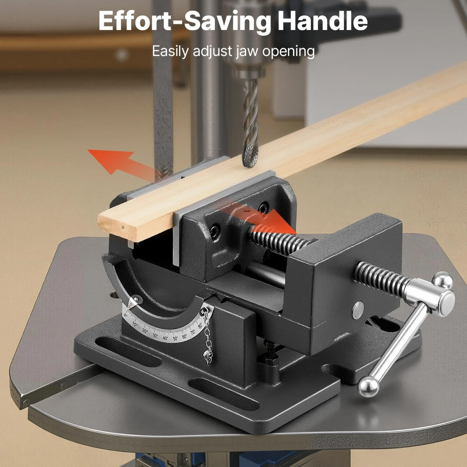 Tilting Vise 3 Inch/4 Inch Jaw Width Portable Drill Press Bench Vise 0–90° Adjustable Workbench for Woodworking Drill Presses