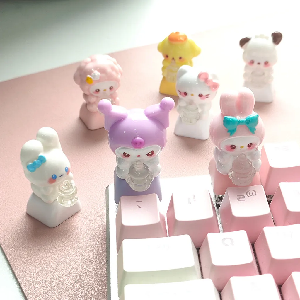 Sanrios kuromi keycaps diy anime keycaps bonito presente para fn esc teclado personalizado estética decoração de mesa presente perfeito para amigo