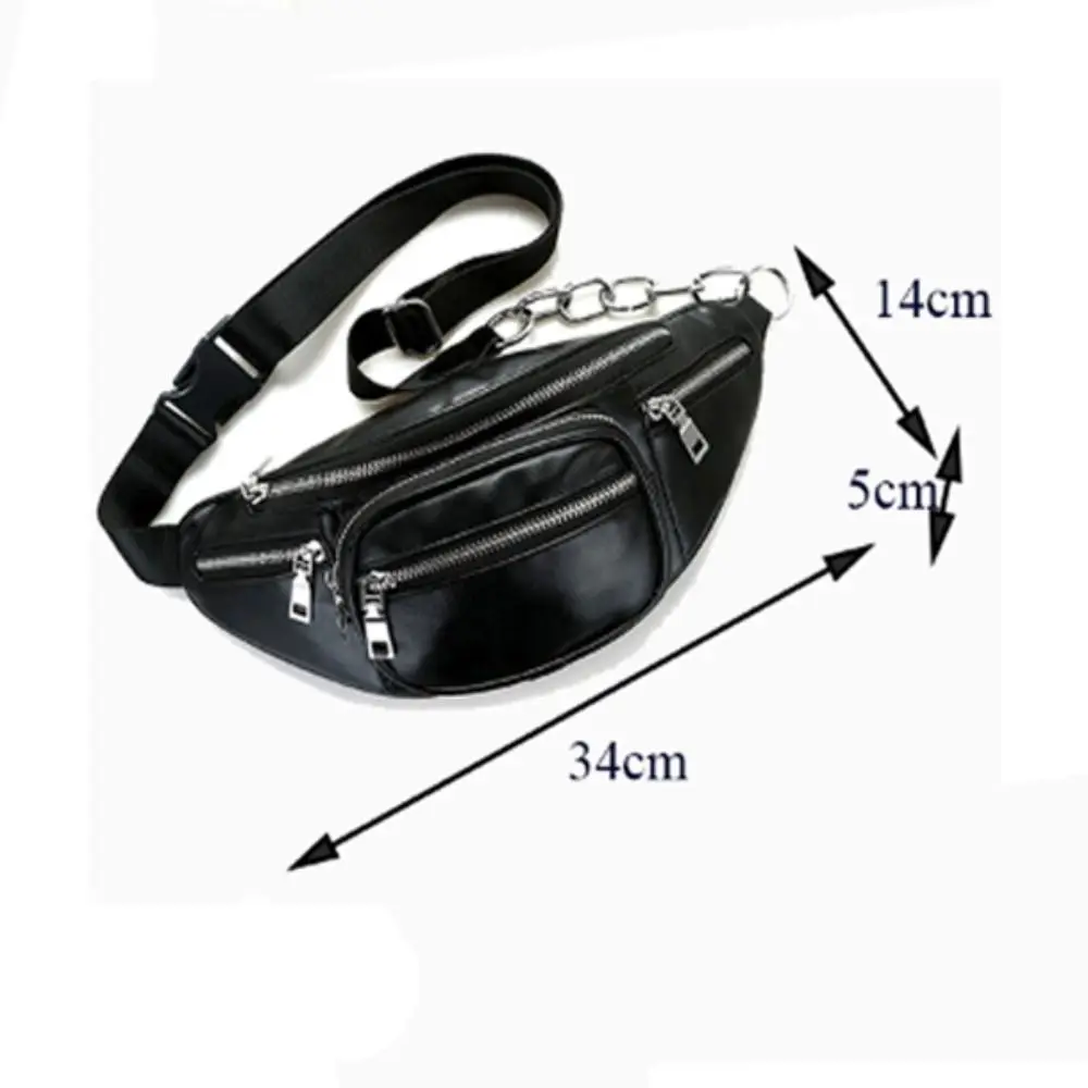 Women Chest Crossbody Bag Wide Strap Soft Artificial Leather Shoulder Bag Messenger Bag Pack for Travel Wallet Chain Waist Bag