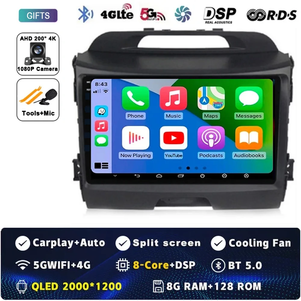 Android 15 Autoradio Android Voor KIA Sportage 3 Sportage R 2010-2016 Carplay Multimedia Speler autoradio 4G wifi Qualcomm 2din