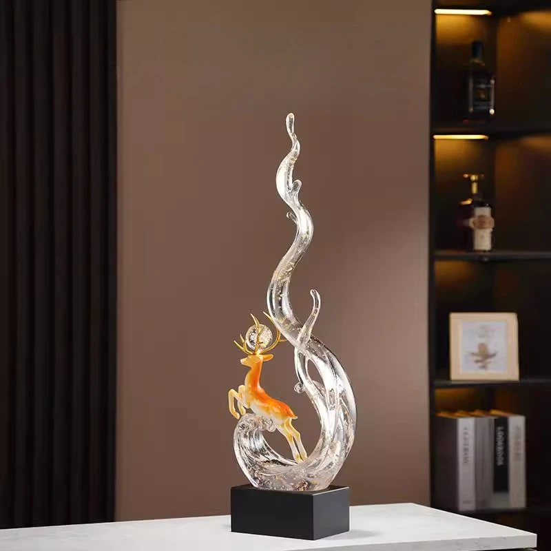 Nordic Crystal Statuette Home Decoration Living Room Desktop Decoration Accessories Statue Sculpture Feng Shui Ornaments