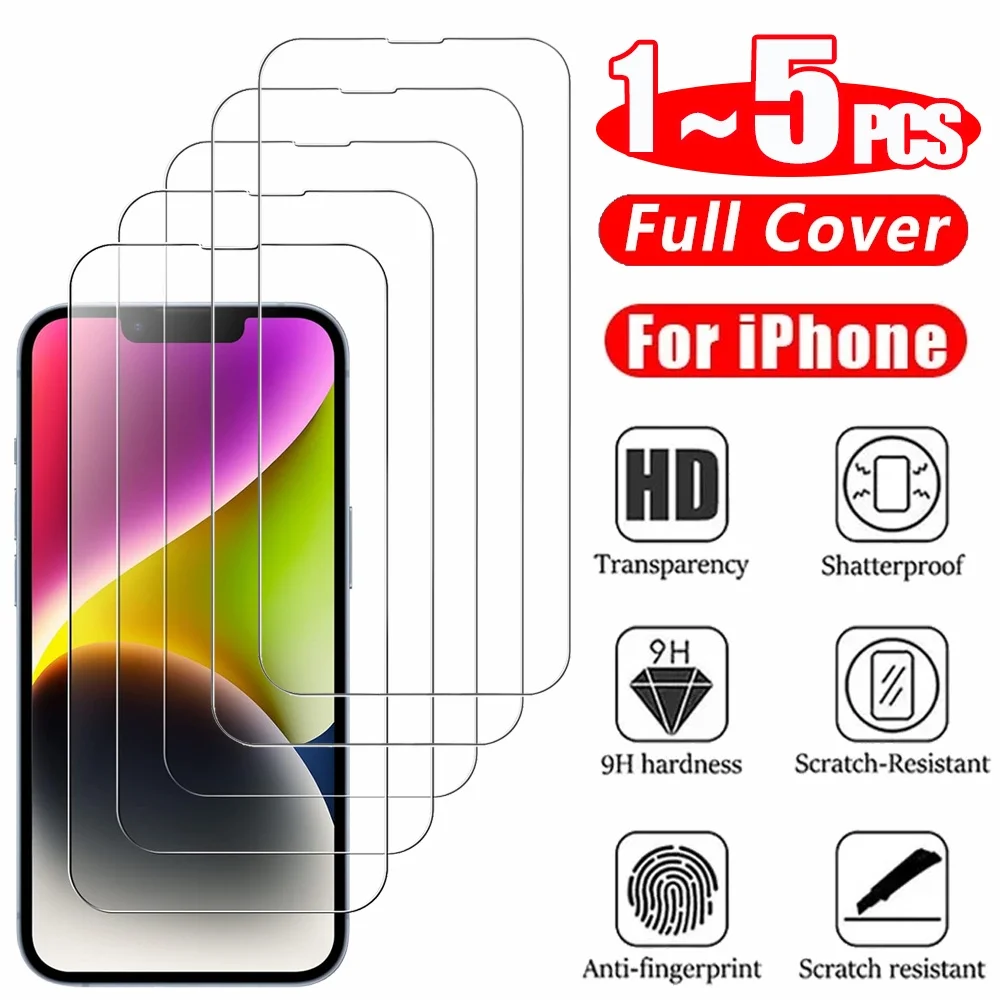 

1~5PCS HD Tempered Glass For iPhone 17 16e 16 15 14 13 Pro Max Screen Protector For iPhone 11 12 Pro Phone Glass iPhone 17 Pro
