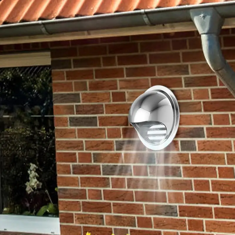 Exterior Wall Ventilation Cap Round Exhaust Grille with Embedded Mounting Clamps  Stainless Steel Ventilation Outlet Cover