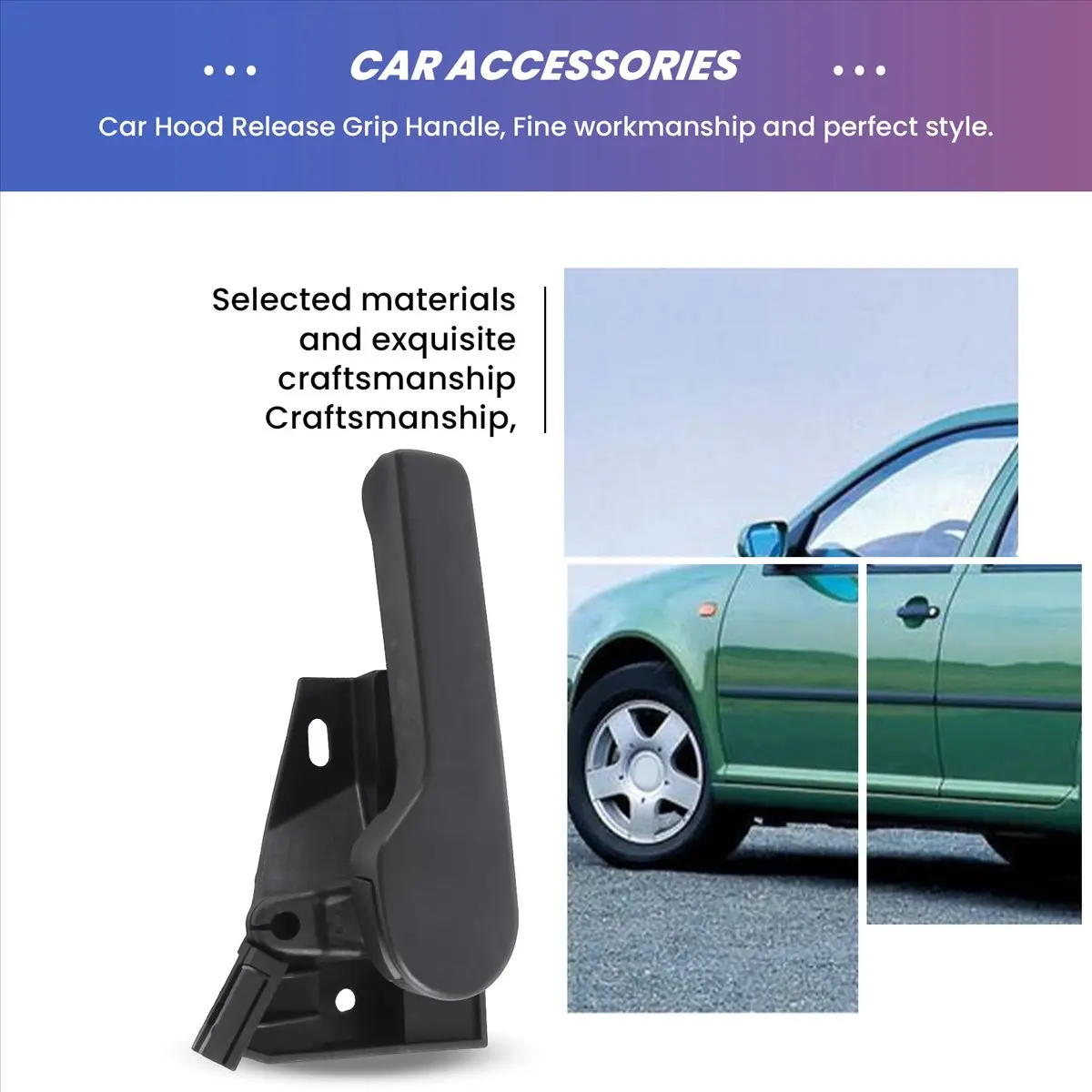 

#83S Car Hood Release Grip Handle,Car Hood Release Grip Handle & Bracket for-Polo Golf 5 6 Passat B6 B7 (Black)
