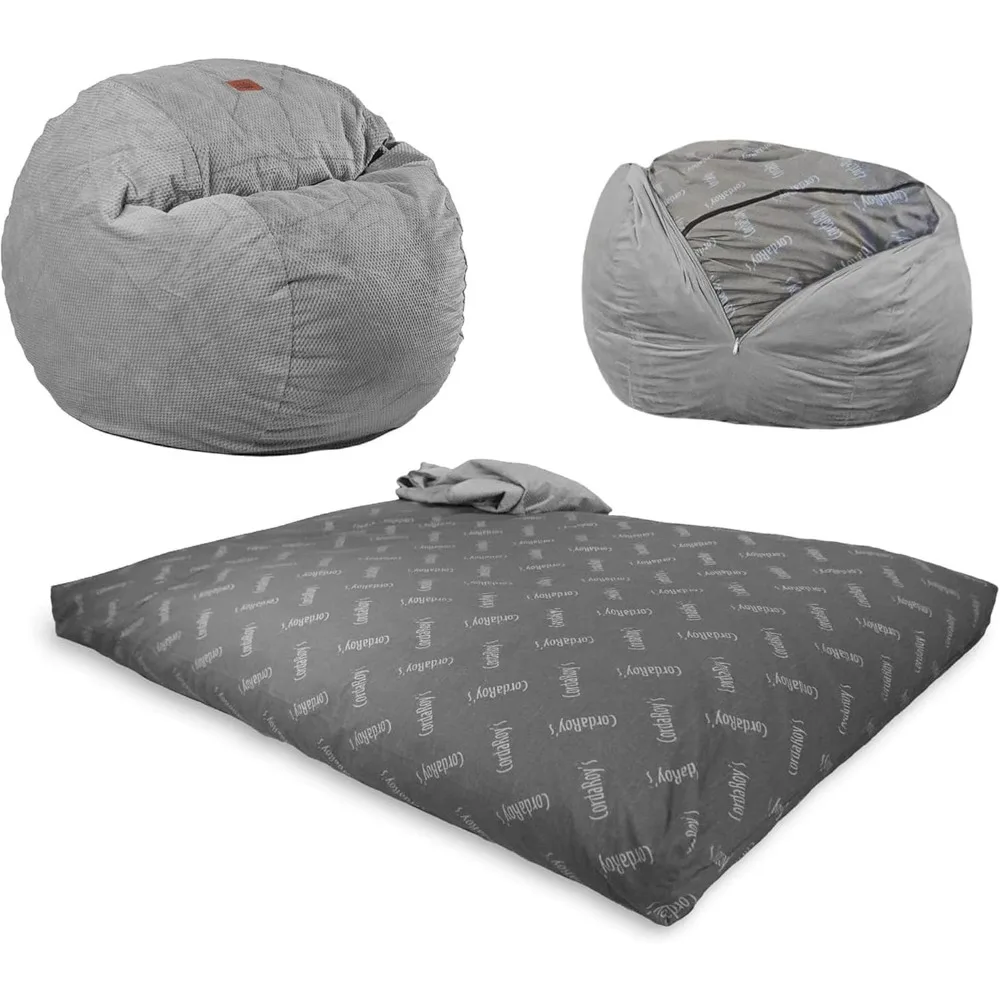 

Chenille Bean Bag Chair, Convertible Chair Folds from Bean Bag to Lounger, As Seen on Shark Tank, Charcoal - Queen Size