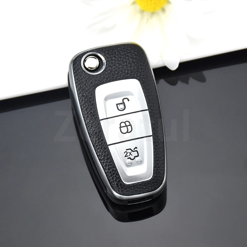 For Ford Focus MK3 Mondeo Fiesta Kuga ECOSPORT ESCAPE RANGER TPU Car Folding Key Cover Case Shell Fob Protector Accessories