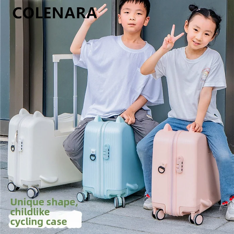 COLENARA Children's Suitcase Can Sit and Ride Boarding Box ABS + PC Student Trolley Case 20 Inches Carry-on Travel Luggage