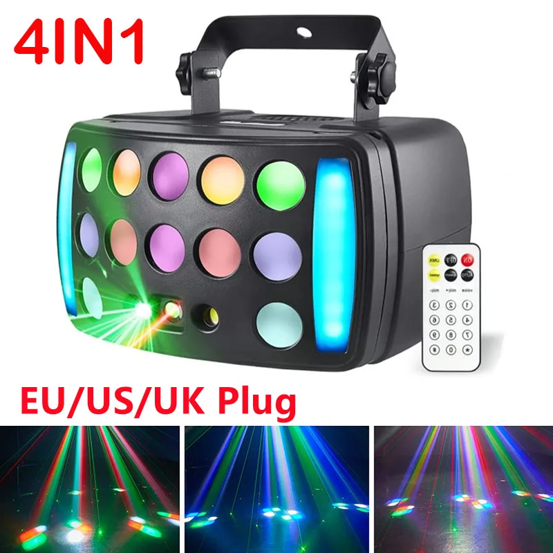 

DJ Disco Derby Beam 4IN1 Stage Light Red Green Laser Patterns Strobe Dynamic Marquee Effect Party Wedding Club Dance Lamp