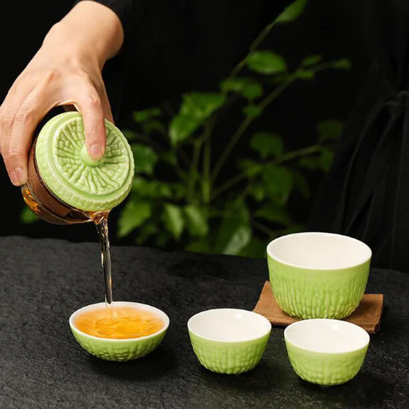 New Style Bitter Gourd Teaware Set Porcelain Tea Tureen Tea Bowl Set Household Tea Infuser Drinking Accessories