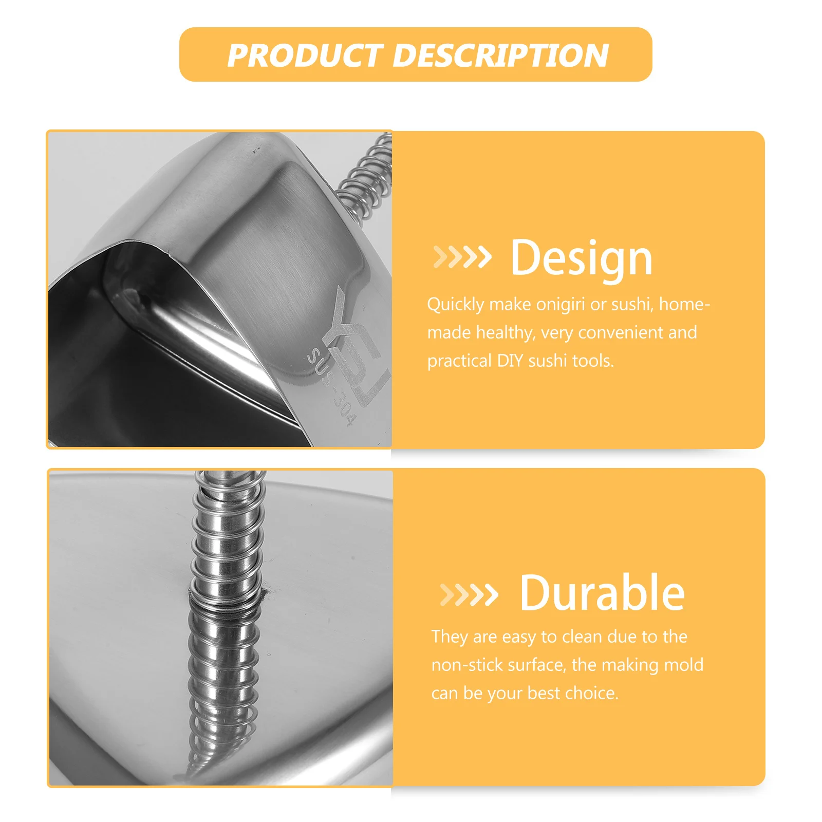 

Triangle Onigiri Mold Stainless Steel Non-Stick Rice Ball Maker Homemade Sushi DIY Kitchen Supplies Onigiri Mold