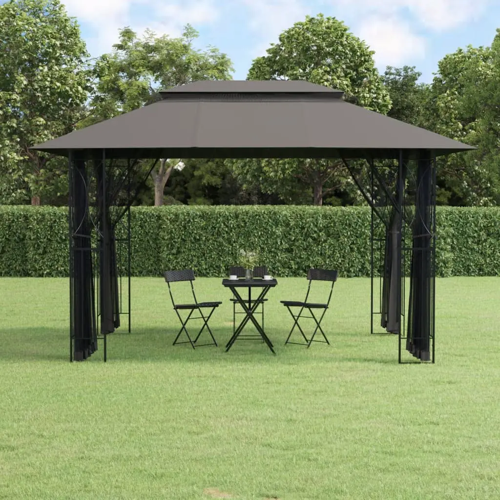 

13x10ft Outdoor Gazebo with Mesh Sidewalls Weather-Resistant Steel Frame Canopy for Patio Garden Weddings, Customized