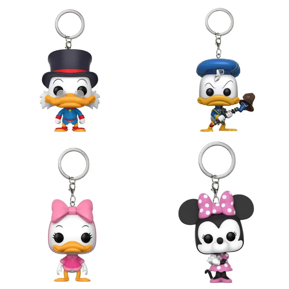 Keychains Disney Mickey Mouse Donald & Webby Scrooge Mcduck Pocket Keychains  PVC Figure Toys Keyring