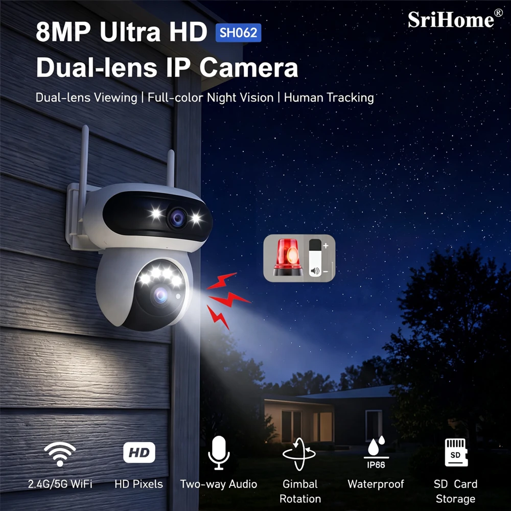 srihome-8mp-dual-lens-24g-5g-wifi-camera-outdoor-dual-screens-color-night-vision-ai-auto-tacking-cctv-surveillance-ptz
