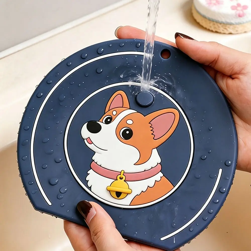 Silicone Floor Drain Cover Anti-odor Anti-insect Floor Drain Mat Cartoon Dog Anti-blocking Sewer Filter Pad