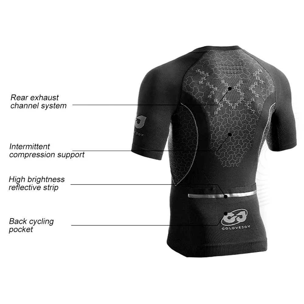 Breathable Cycling Shirt Short Sleeve Men Biking Jersey Reflective Shirt Sport Outdoor Moisture Wicking Bike Jersey Top Mountain