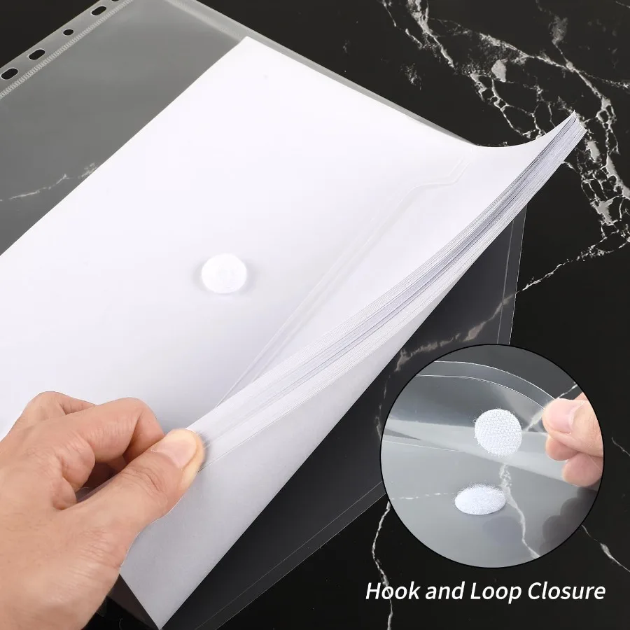 30 pçs pasta de bolso organizador 11 buracos claro poli pasta envelope com gancho e laço fechamento plástico pasta folde para sc