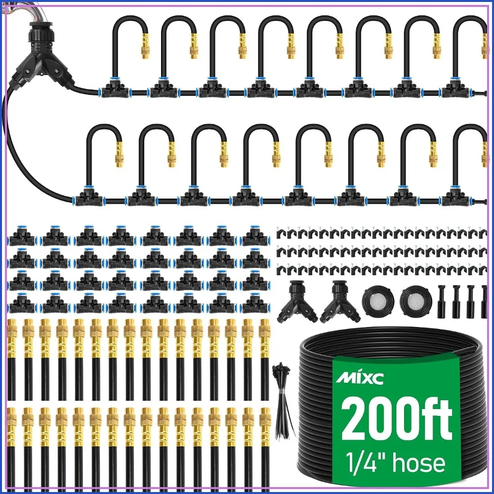 2026-Upgrade Drip Irrigation Kit With 32 Adjustable Copper Nozzles, 200Ft 1/4" Tubing For Garden, Raised Bed, Potted Plants