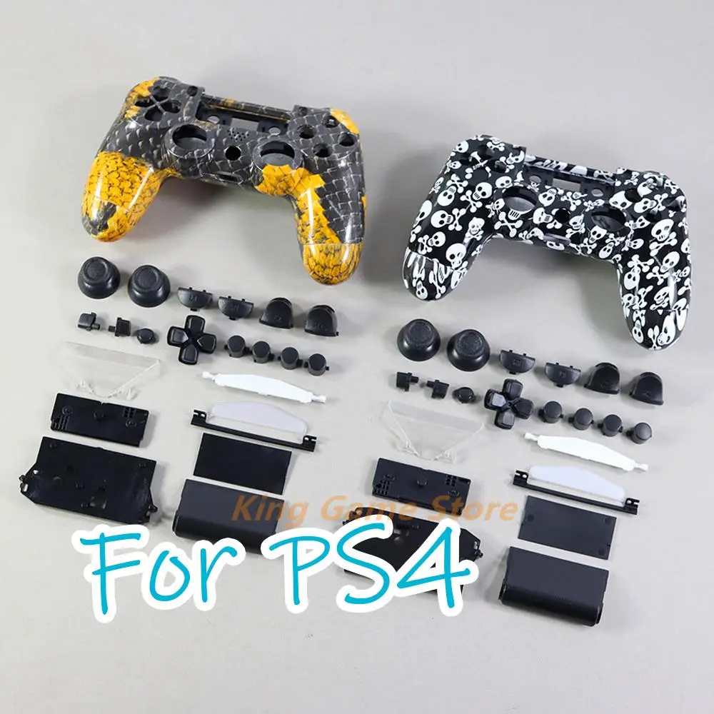 

12sets Skulls head Pattern Game Controller Shell Housing Case for PS4 JDS 001 010 Old Version Controller Cover Case with buttons