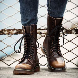 Fashion Trends Platform Shoes for Women Goth Couple Mid-Calf Leather Chelsea Man Boot 2024 New Long Men Outdoor Waterproof Boots