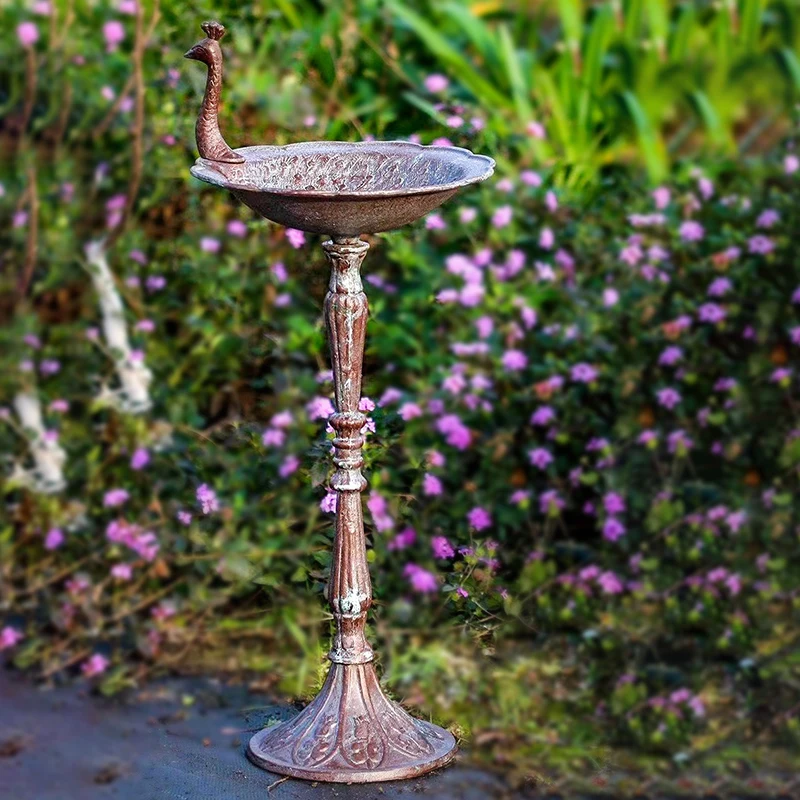 Bird feeder Cast iron Standing bird feeder Terrace courtyard Outdoor balcony Garden decoration Succulent flower pot Flower devic