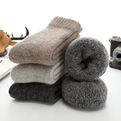 Super Thicker Solid Socks Merino Wool Rabbit Socks Snow Winter Warm Funny Happy Male Men Socks calceta hombre skarpety meskie