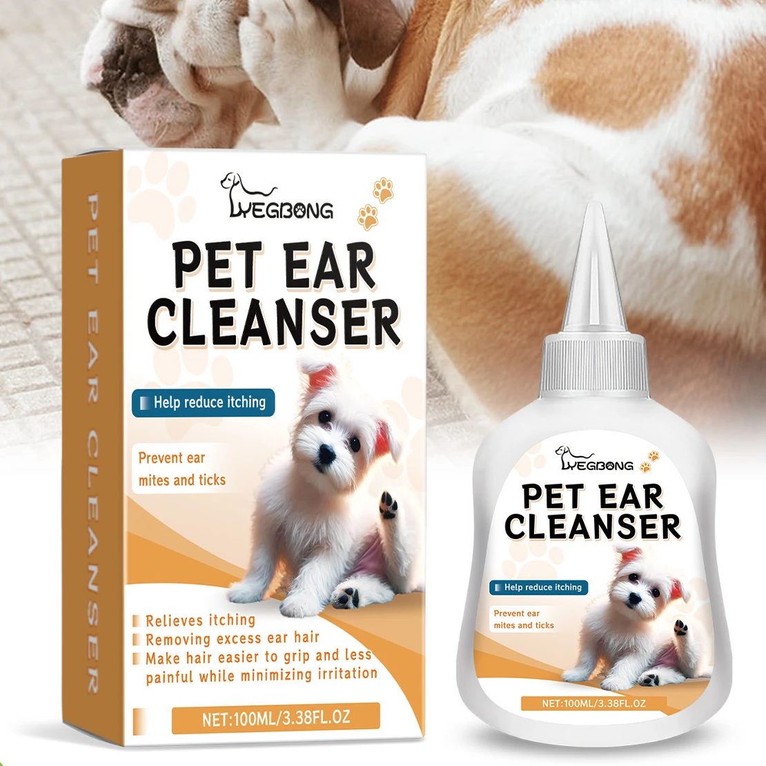 Solución natural para limpieza de orejas de mascotas con aceite de árbol de té y aloe vera, elimina el cerumen, reduce la irritación y mantiene la salud de los oídos para mascotas