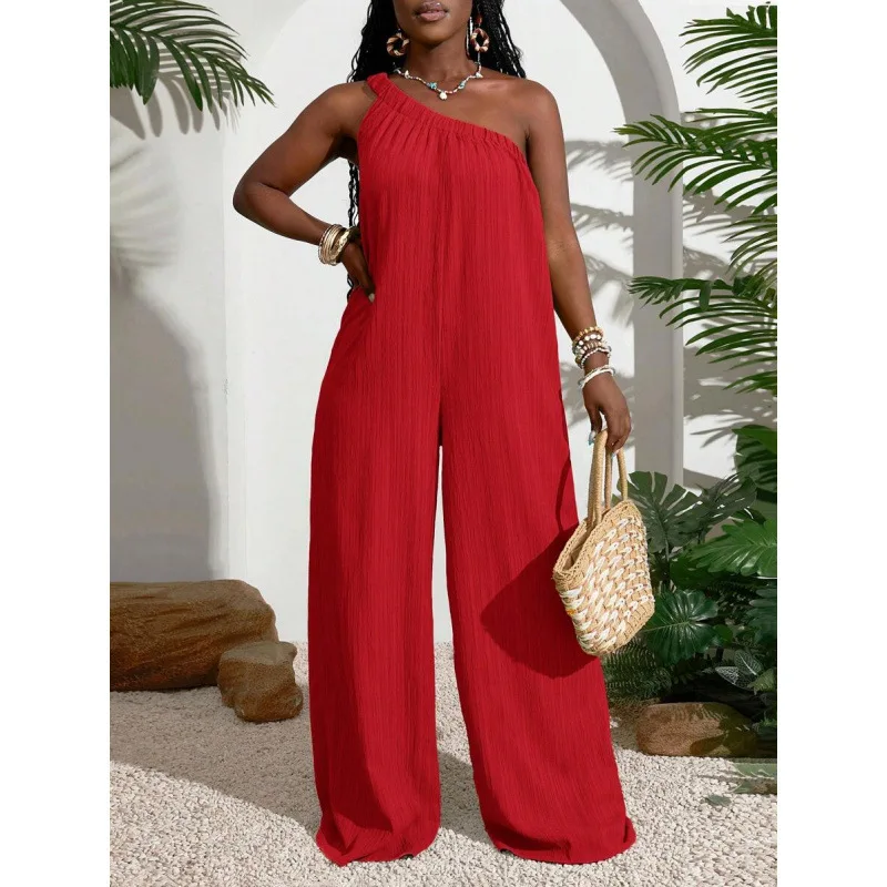 

Linen Wide Leg Jumpsuit Cotton Linen Overalls Low Waist Short Pants Spring 2026 Seasonal Fashion Ladies' One-Piece Suit