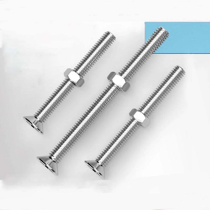 304 Stainless Steel Countersunk Cross Bolt and Hex Nut Kit Screw M2 M2.5 M3 M3.5 M4 M5 M6 M8 M10 M12 Length 16mm-120mm