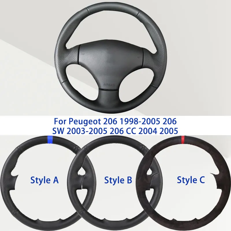 

OEM Microfiber Synthetic Leather Car Steering Wheel Cover For Peugeot 206 1998-2005 206 SW 2003-2005 206 CC Soft Automotive Grip