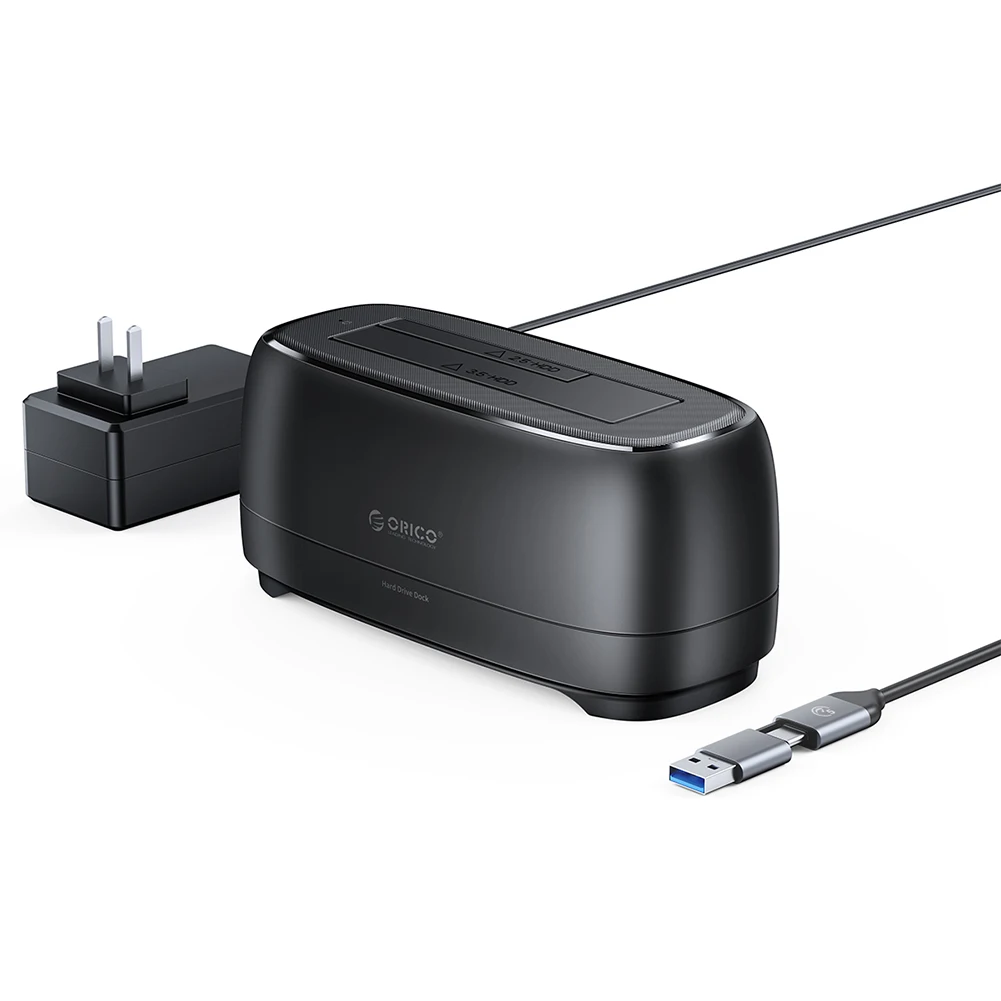 Stasiun Dok Hard Drive eksternal, stasiun Dok 5Gbps HDD hingga 18TB 12V catu adaptor daya untuk 2.5/3.5 inci SATA SSD & HDD