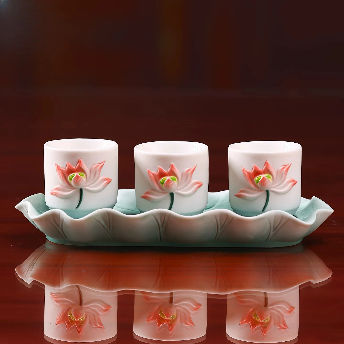 DSA Buddha Offering Teacup Lotus Triple Cup Home Buddhist Hall Offering Buddha Qiangong Water Purification Cup