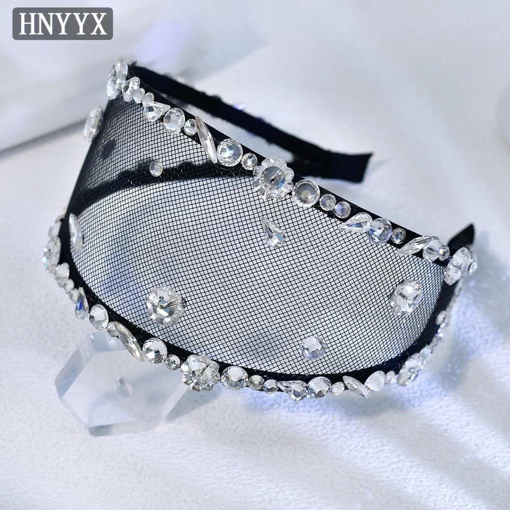 

YouLaPan Bridal Rhinestone Head Hoop Wedding Baroque Hair Accessories Fashion Women Wide Organza Headpiece Party Headwear YXA45
