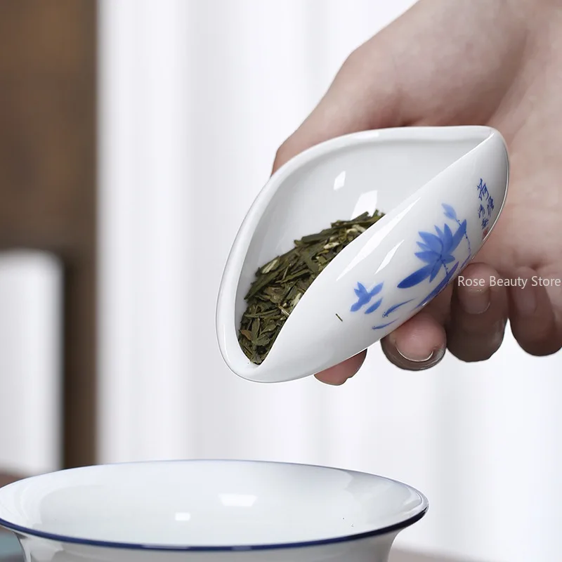Ceramic Measuring Cup Coffee Tea Spoon Bean Tray Storage Tray Chinese Home Tea Tray