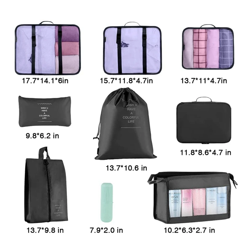 Packing Bags For Suitcase Light-Weight Travel Luggage Organizers Set Travel Organizer Bags